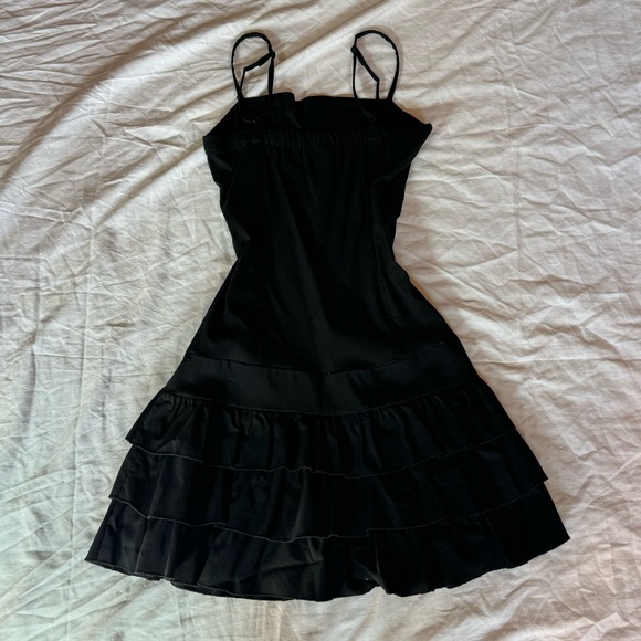 SOLD! Black lace-up tiered ruffle dress - Picture 2 of 3